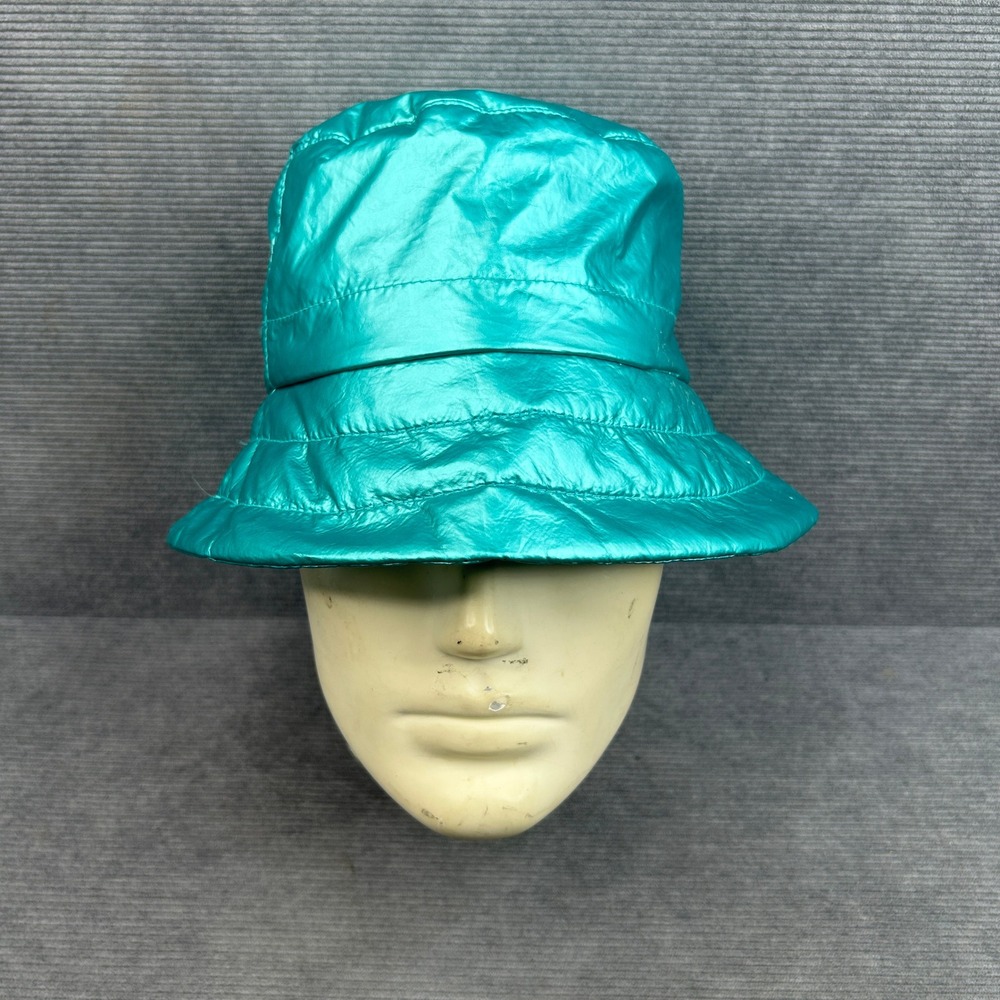 By Anthropologie Metallic Teal Green Quilted Puffer Bucket Hat Y2k RN66170 - Picture 3 of 7
